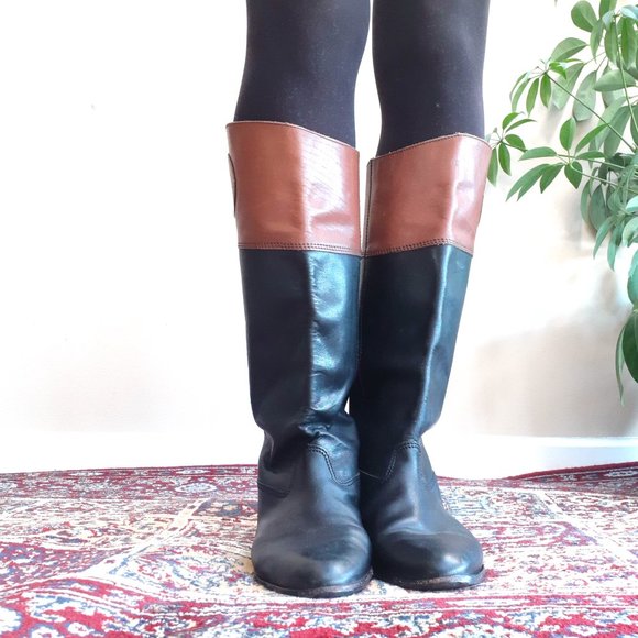 Black Brown Leather Riding Boots | Vintage | 8.5 - Picture 4 of 5